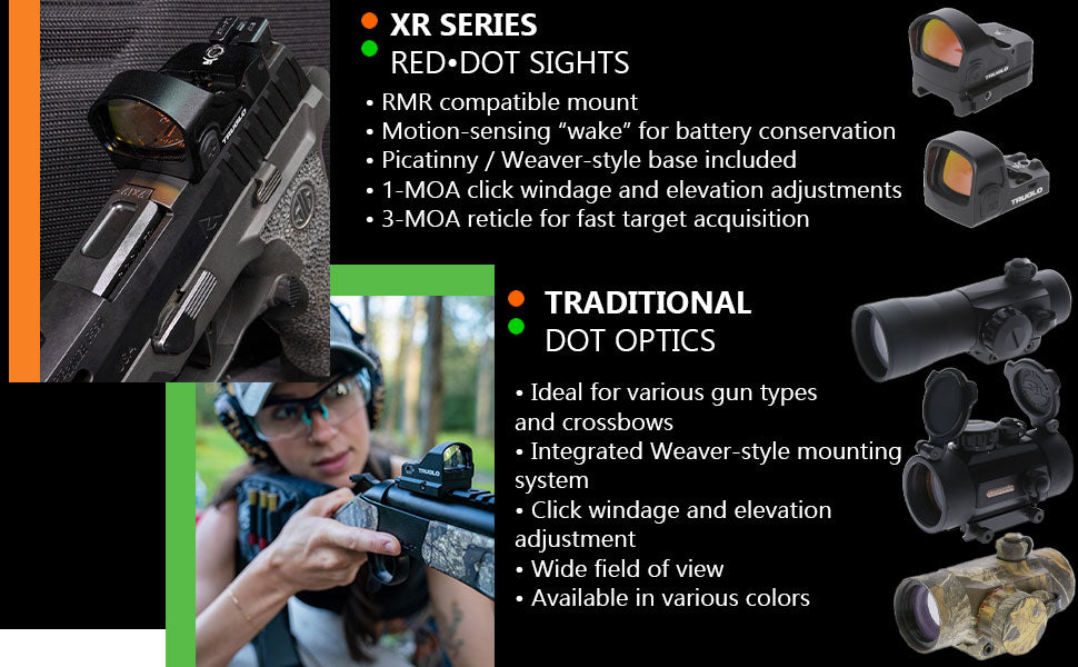 Truglo, Traditional 1x30mm 5-MOA Hunting Durable Lightweight Waterproof Fogproof Shock Resistant Adjustable Aluminum Red-Dot Sight