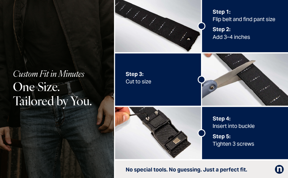 Nexbelt, EDC Tactical Ratchet Belt – 1.5" Black Nylon, Quick-Release, Adjustable for Appendix Carry, Fits Up to 50" Waist