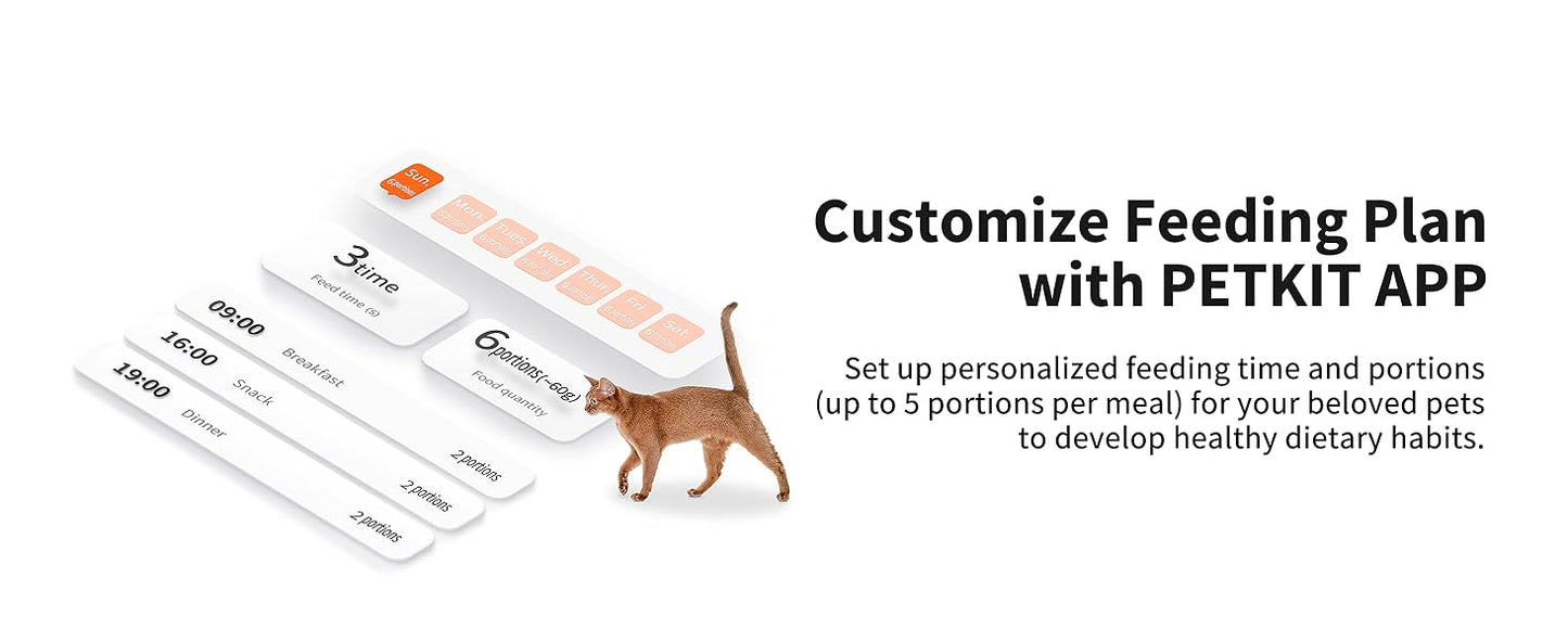 PETKIT, Automatic Cat Feeder with Camera, 1080P HD Video with Night Vision, 2.4G WiFi Pet Feeder with Phone App Control, 2-Way Audio for Cats and Small Dogs, Portion Control Up to 10 Meals Per Day