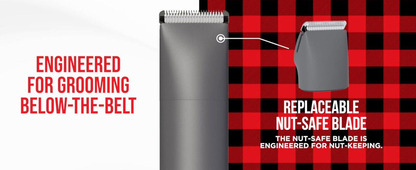 HAPPY NUTS, The Lumberjack Electric Groin & Body Hair Trimmer for Men - Men's Body Groomer Kit for Privates - Smooth Ball & Pubic Hair Shaver (Graphite)