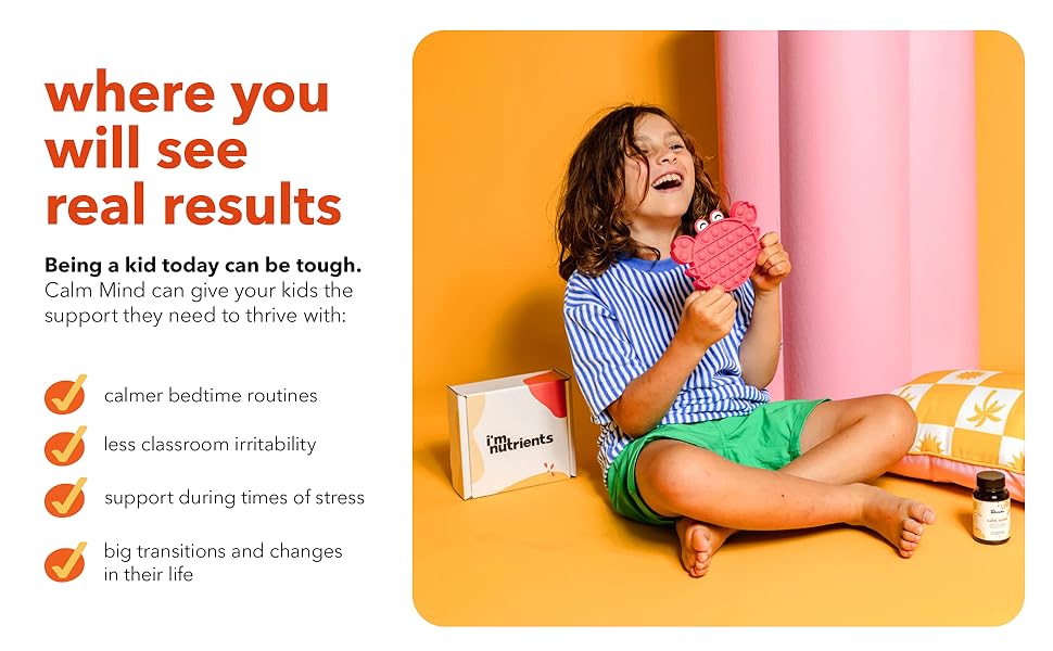 I’m Nutrients, Calm Mind | Saffron Supplements for Kids | Nervous System Support | Kids Magnesium | Vitamin B6 | Zinc | Naturally Flavored | No Artificial Ingredients | 60 Chewable Tablets