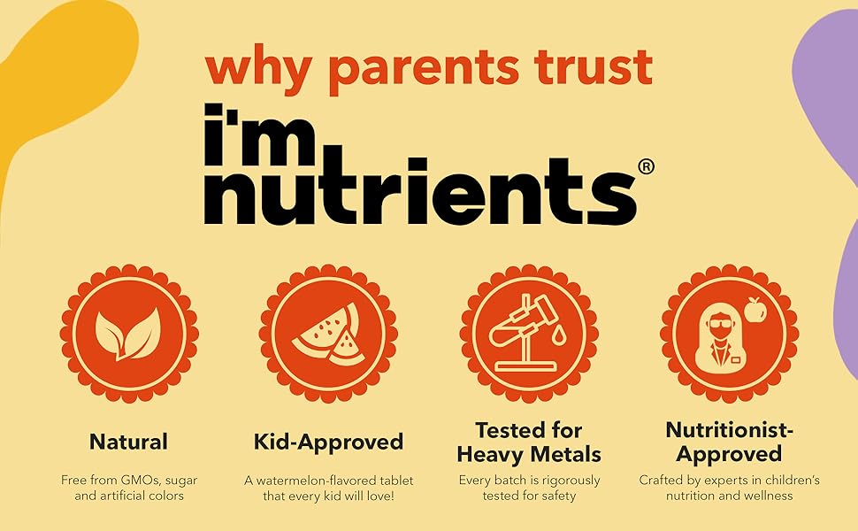 I’m Nutrients, Calm Mind | Saffron Supplements for Kids | Nervous System Support | Kids Magnesium | Vitamin B6 | Zinc | Naturally Flavored | No Artificial Ingredients | 60 Chewable Tablets