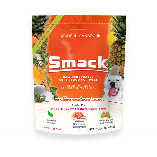 Smack, Pet Food Organic Raw Dehydrated Dog Food Grain-Free, Gluten-Free, Raw Food for Dogs (Caribbean Salmon Fusion, 7.4 Ounce)