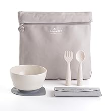 Miniware, First Bites Baby Feeding Set with Baby Bowl, Detachable Suction Foot, and Baby Spoon - Eco-Friendly, BPA Free, Dishwasher Safe Baby Eating Essentials(Vanilla & Cotton Candy)