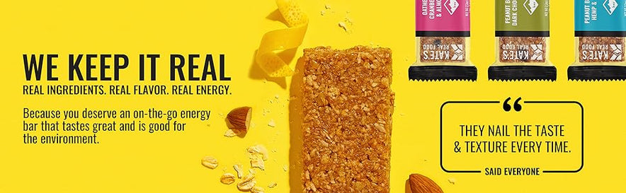 Kate’s Real Food, Organic Granola Bars - Peanut Butter Milk Chocolate (2.2 oz, Pack of 12) Organic Energy Bars with Gluten Free Oats - Non GMO, Soy Free, Whole Grains, and All Natural - Healthy Snacks