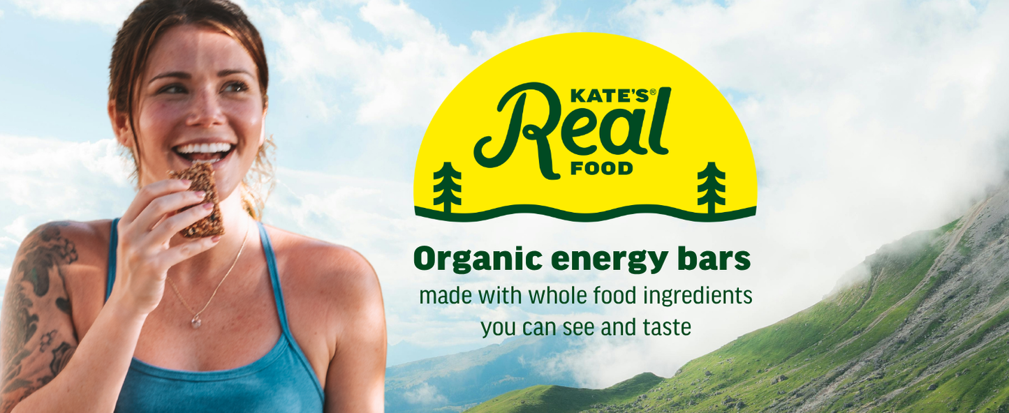Kate’s, Real Food Organic Granola Bars - Dark Chocolate Cherry & Almond (2.2 oz, Pack of 12) - Organic Energy Bars Made with Gluten Free Oats - Non GMO, Soy Free, Whole Grains, and All Natural - Healthy Snacks