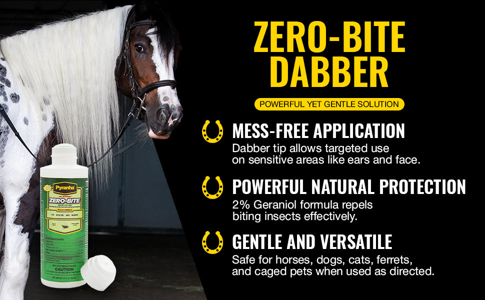 PYRANHA, Zero-Bite All Natural Fly Spray - Ready to Use Water Based Repellent for Horses, Dogs, Cats, Ferrets, Caged Pets, Livestock | Repels Flies, Gnats, Mosquitoes, No-See-UMS
