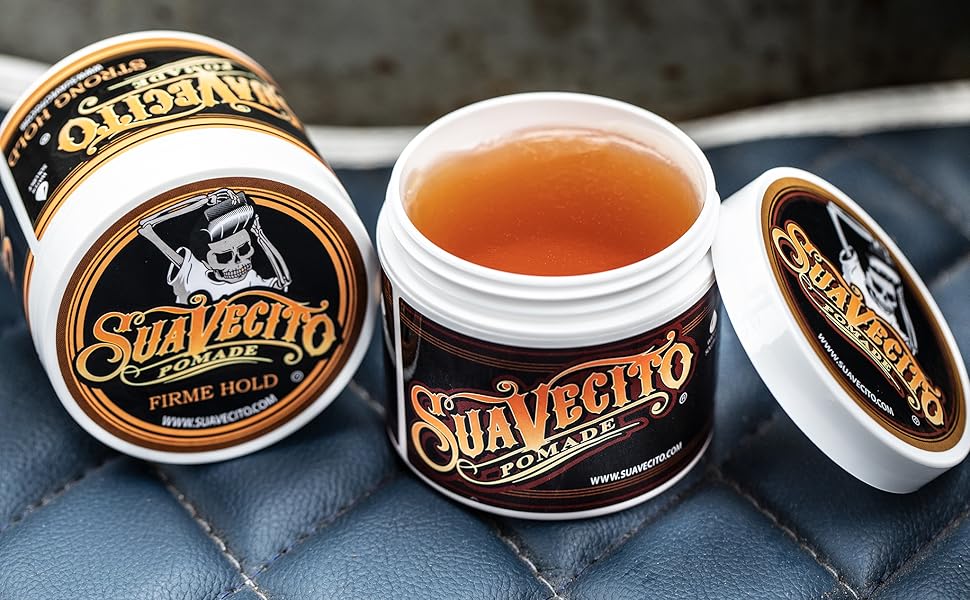 Suavecito, Pomade Firme (Strong) Hold 4 oz, 3 Pack - Strong Hold Hair Pomade For Men - Medium Shine Water Based Wax Like Flake Free Hair Gel - Easy To Wash Out - All Day Hold For All Hair Styles