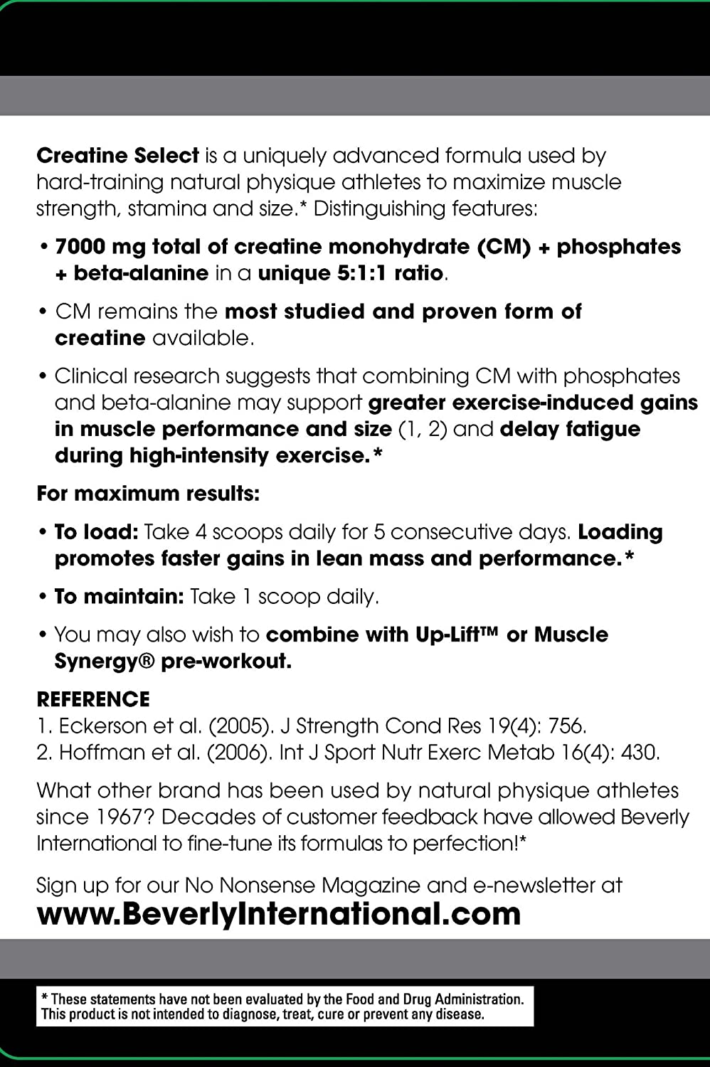 Beverly International Creatine Select with Phosphates, 40 servings. A Fail-Proof Creatine Monohydrate Formula. Boost Muscle Size, Strength, Endurance and Recovery. For Men and Women. Tastes like Tang!