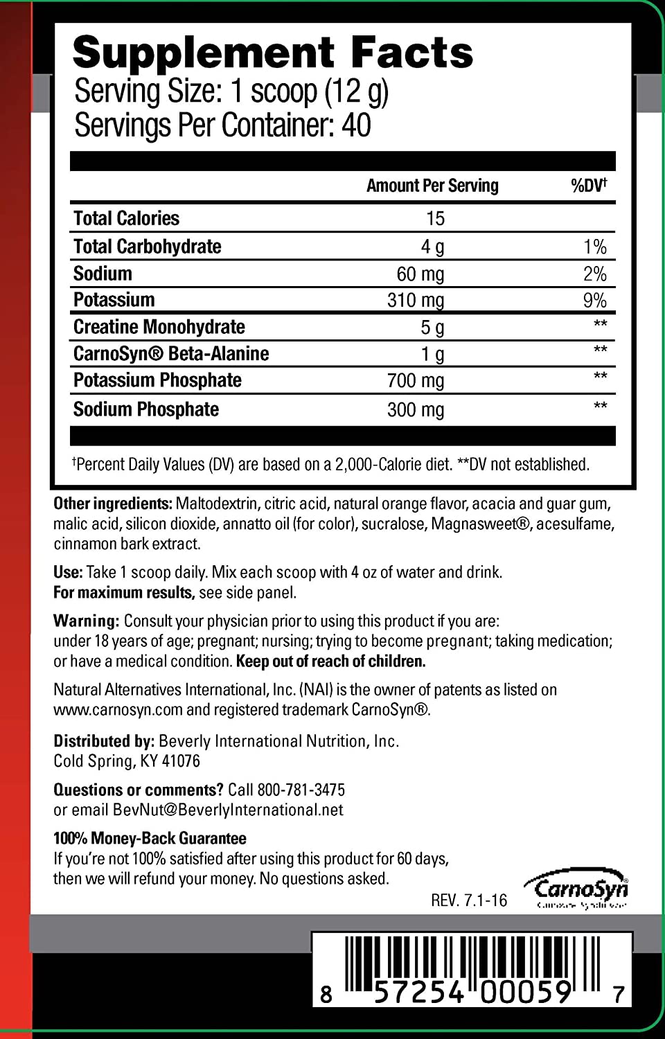 Beverly International Creatine Select with Phosphates, 40 servings. A Fail-Proof Creatine Monohydrate Formula. Boost Muscle Size, Strength, Endurance and Recovery. For Men and Women. Tastes like Tang!