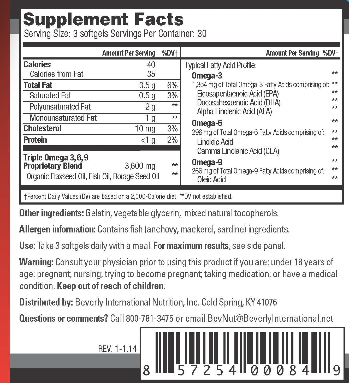 Beverly International EFA Gold, 90 Softgel Capsules. Cool Down Inflammation, Beautify and Protect. High Potency Omega-3s EPA and DHA + Omega 6&9 Fatty Acids. Combination Fish, Flaxseed and Borage oil.