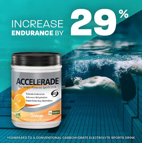 Accelerade PacificHealth, All Natural Sport Hydration Drink Mix with Protein, Carbs, and Electrolytes for Superior Energy Replenishment - Net Wt. 2.06 lb., 30 Serving (Orange)
