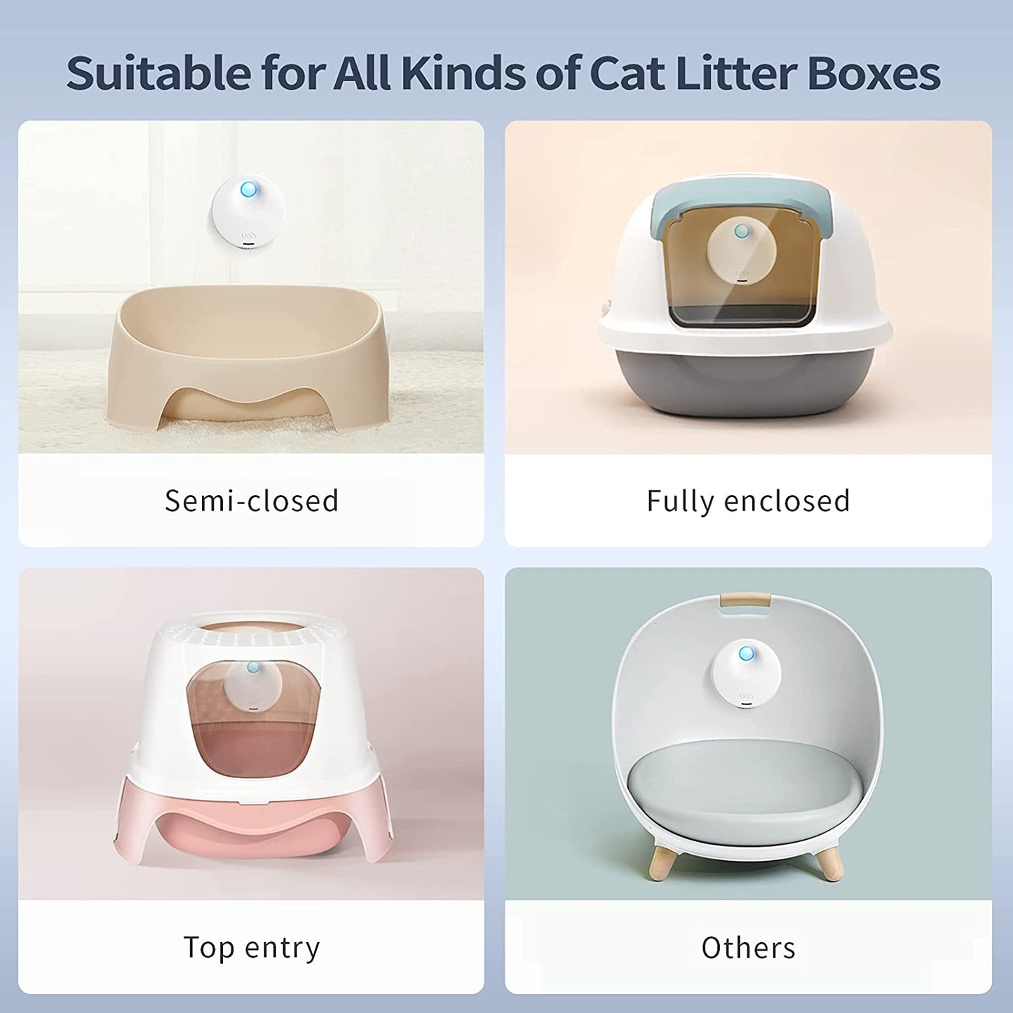 Uahpet, Cat Litter Deodorizer 99% Deodorization Litter Box Odor Eliminator 99.9% Dust-Free 9-Day Battery Life Genie for All Kinds of Cat Litter Box Bathroom Wardrobe Kitchen and Small Area