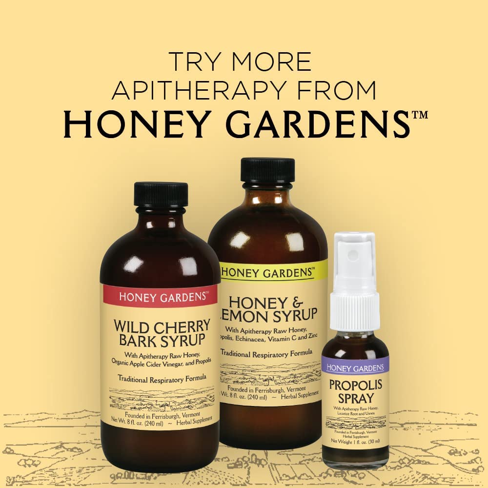 Honey Gardens, Elderberry Syrup with Apitherapy Raw Honey, Propolis & Elderberries | Traditional Immune Formula w/Echinacea | 8 fl. oz