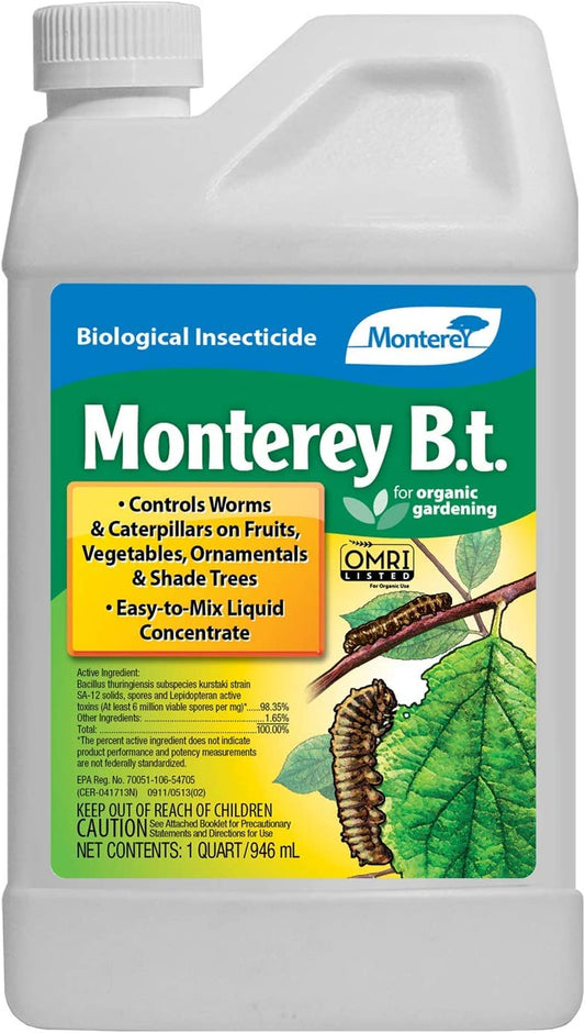 Monterey, LG 6336 Bacillus Thuringiensis (B.t.) Worm & Caterpillar Killer Insecticide/Pesticide Treatment Concentrate, 32 oz