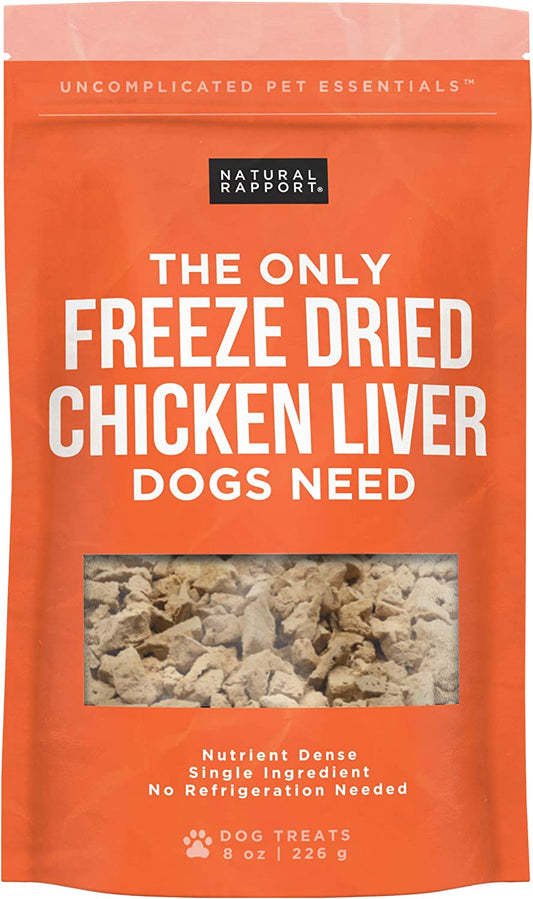 Natural Rapport, Chicken Liver Dog Treats - The Only Freeze Dried Chicken Liver Dogs Need - Grain-Free Chicken Bites, Dog Treats for Small and Large Dogs (8 oz.)